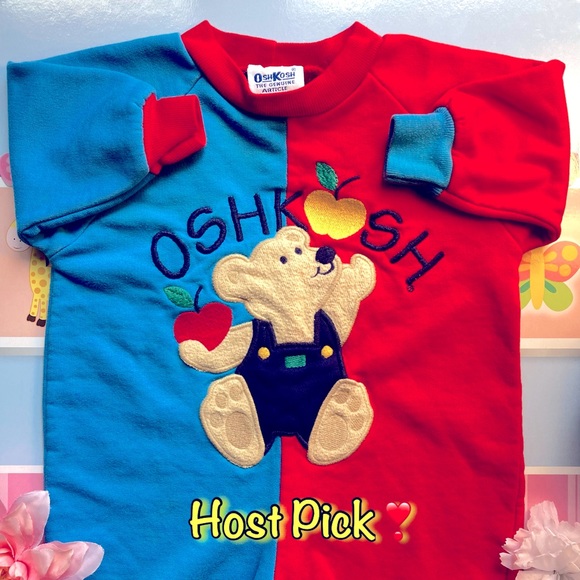 OshKosh B'gosh Other - Vintage Oshkosh Blue and Red Apple Bear Romper